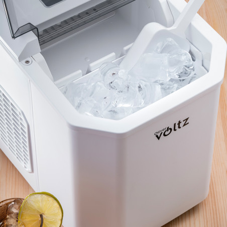 Aparat cuburi de gheata Oliver Voltz OV51447B, 120W, 12 kg/24 ore, 1.3 L, 9 cuburi/ ciclu de operare, Indicator de gheata si apa, Alb