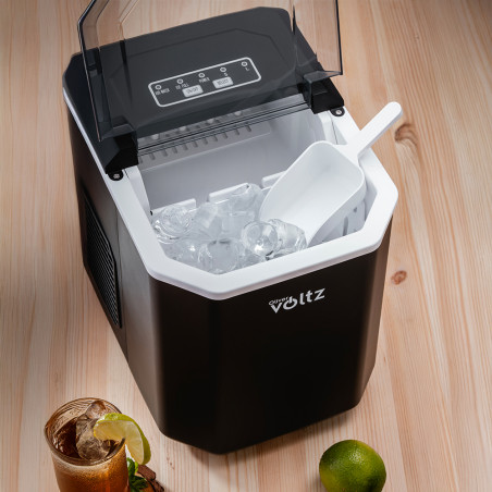 Aparat cuburi de gheata Oliver Voltz OV51447B, 120W, 12 kg/24 h, 1.3 L, 9 cuburi/cicluri, Indicator de gheata si apa, Negru