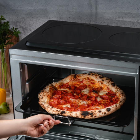 Cuptoc electric cu plite Oliver Voltz OV51441E45, 4300 W, 6 trepte, 45 L, 90-230°C, 2 plite cu infrarosu, Ventilator, Iluminare, Negru