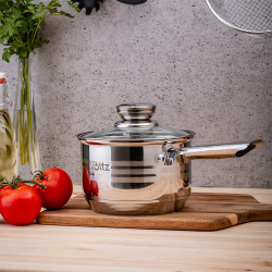 Set oale cu capac Oliver Voltz OV51210R20B, 20 piese, Fund multistrat, Inductie, Otel inoxidabil, Ustensile, Argintiu