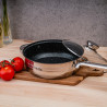 Set oale cu capac Oliver Voltz OV51210R20B, 20 piese, Fund multistrat, Inductie, Otel inoxidabil, Ustensile, Argintiu