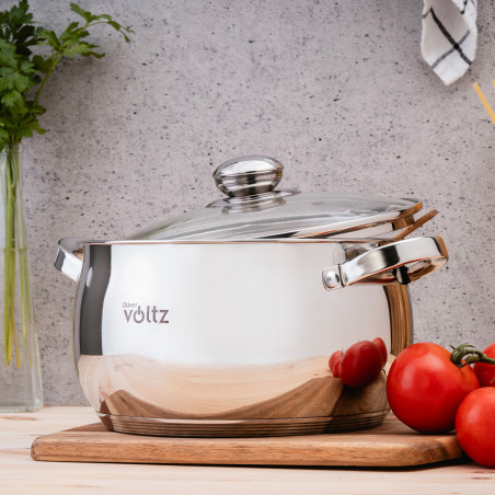 Set oale Oliver Voltz OV51210G8B, 8 piese, Fund multistrat, Inductie, Otel inoxidabil, Argintiu