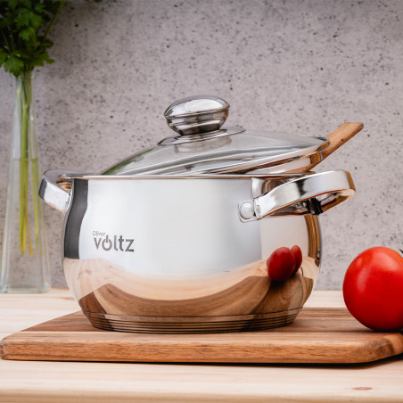 Set oale Oliver Voltz OV51210G8B, 8 piese, Fund multistrat, Inductie, Otel inoxidabil, Argintiu