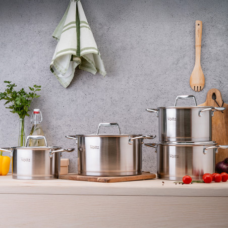 Oala Oliver Voltz OV51210P22 Berlin Premium Collection, 22 cm, 4.7 L, Otel inoxidabil 18/10, Inductie, Inox