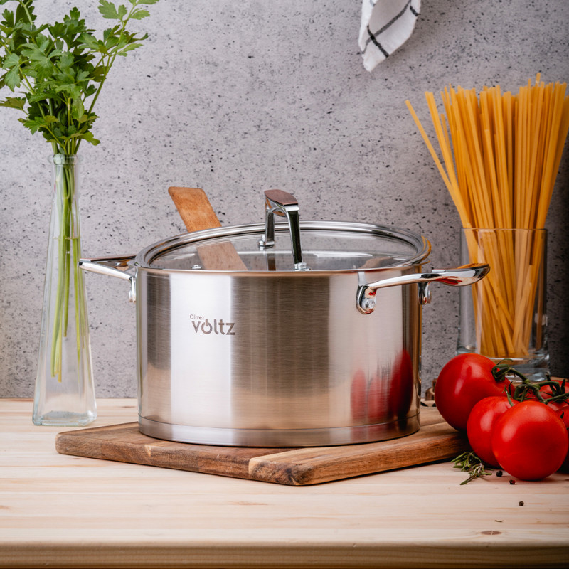 Oala Oliver Voltz OV51210P22 Berlin Premium Collection, 22 cm, 4.7 L, Otel inoxidabil 18/10, Inductie, Inox