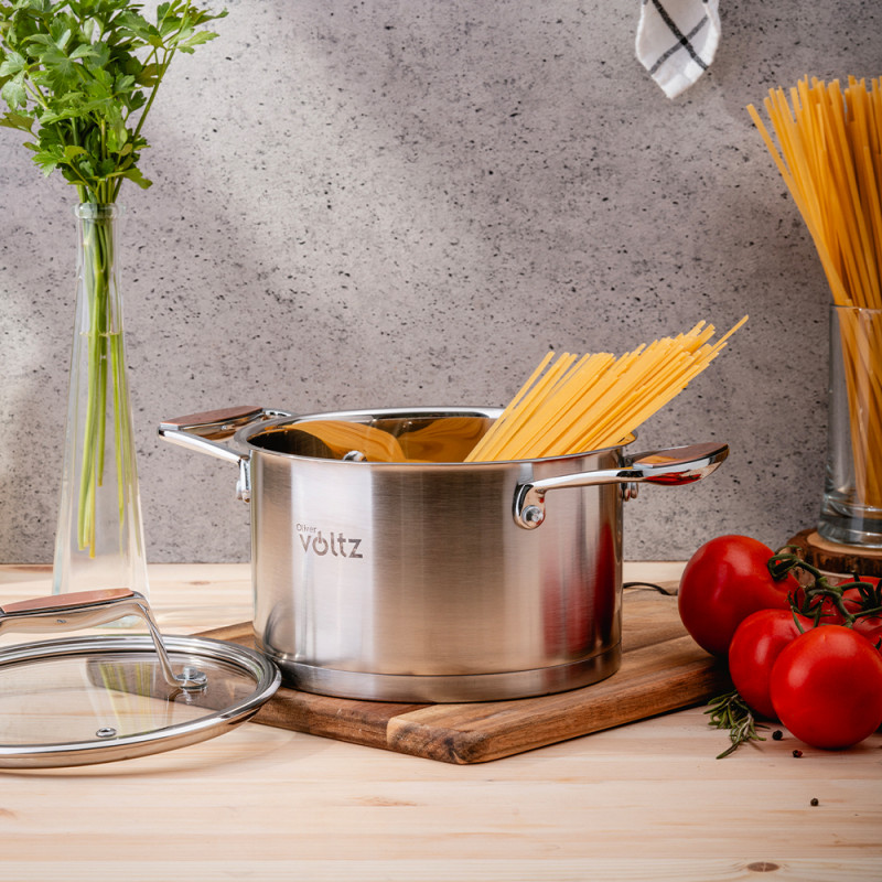 Oala Oliver Voltz OV51210P22 Berlin Premium Collection, 22 cm, 4.7 L, Otel inoxidabil 18/10, Inductie, Inox