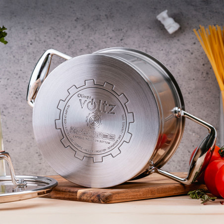 Oala Oliver Voltz OV51210P22 Berlin Premium Collection, 22 cm, 4.7 L, Otel inoxidabil 18/10, Inductie, Inox
