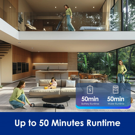 Aspirator vertical Tineco Floor One S7 Stretch Ultra, 230W, 21 kPa, Curatare umeda, Autonomie 50 min, 3 moduri, Sistem de auto-curățare FlashDry, LED display, Negru