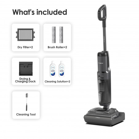 Aspirator vertical Tineco Floor One S7 Stretch Ultra, 230W, 21 kPa, Curatare umeda, Autonomie 50 min, 3 moduri, Sistem de auto-curățare FlashDry, LED display, Negru