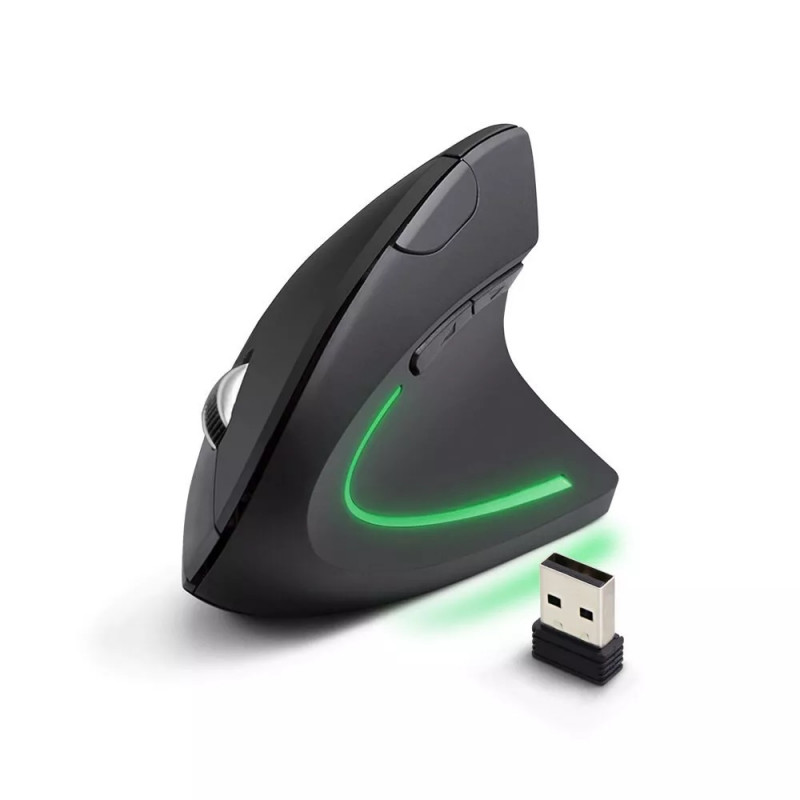 Mouse vertical fara fir Esperanza Corvus EM133, 2.4 GHz, Design ergonomic, 6 butoane, 800/1200/1600 DPI, USB, Negru