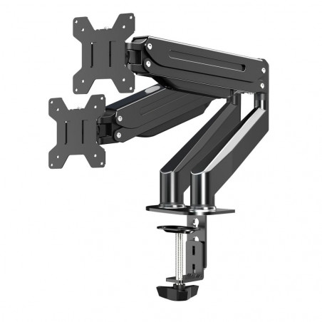 Suport monitor Esperanza ERW020, 17"-27", Pentru 2 monitoare, Mecanism cu arc, VESA 75/100 mm, Pana la 6 kg per brat, Negru
