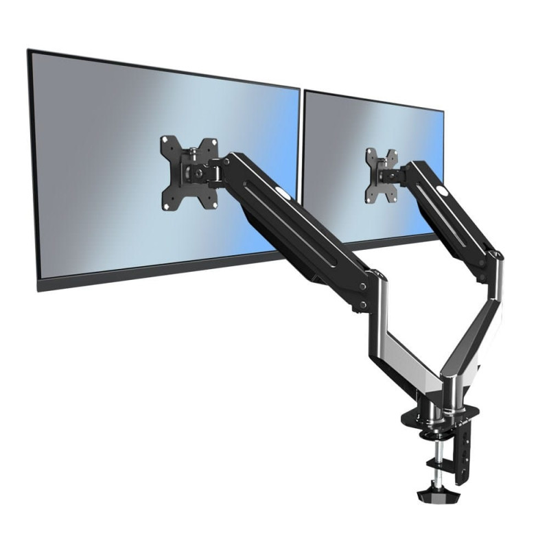 Suport monitor Esperanza ERW020, 17"-27", Pentru 2 monitoare, Mecanism cu arc, VESA 75/100 mm, Pana la 6 kg per brat, Negru