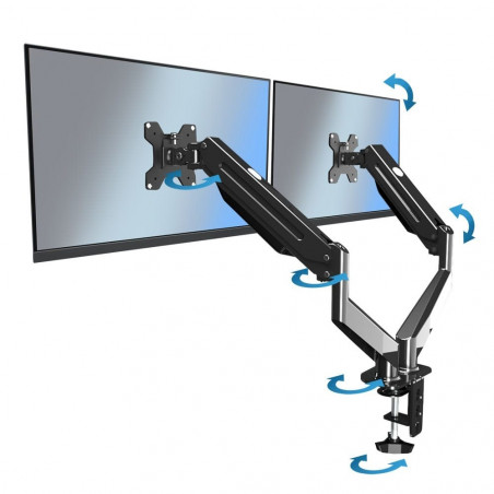 Suport monitor Esperanza ERW020, 17"-27", Pentru 2 monitoare, Mecanism cu arc, VESA 75/100 mm, Pana la 6 kg per brat, Negru