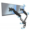 Suport monitor Esperanza ERW020, 17"-27", Pentru 2 monitoare, Mecanism cu arc, VESA 75/100 mm, Pana la 6 kg per brat, Negru