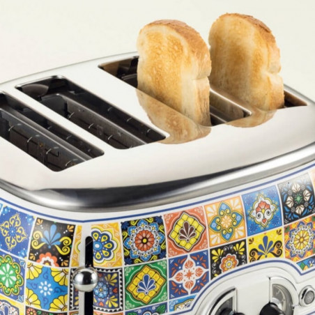 Prăjitor de pâine Ariete Positano 0156/0P, 1600W, 4 felii, 3 funcții, 6 trepte, Tavă mobilă pentru firimituri, Alb/galben