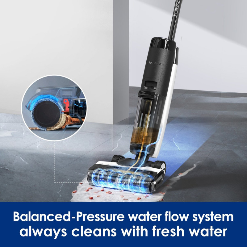 Aspirator vertical Tineco Floor One S7 Flashdry Pet, 230W, Curatare umeda, Autonomie 40 minute, 4 moduri, Sistem de auto-curatare FlashDry, LED display, Negru