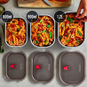 Set de 3 Black+Blum Meal Prep FBSS-BX-PACK1, 0.6/0.9/1.2 l, dreptunghiular, rezistent la cuptor, fără BPA, oțel inoxidabil, gri