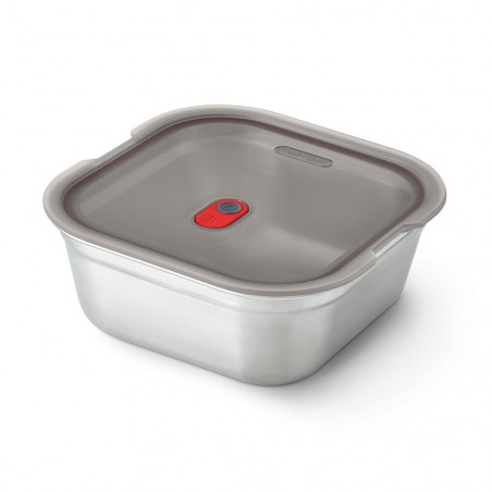Cutie pentru alimente Black+Blum FBSS-SQ-L017, 1.4 L, Patrata, Potrivita pentru cuptor, Fara BPA, Otel inoxidabil, Gri