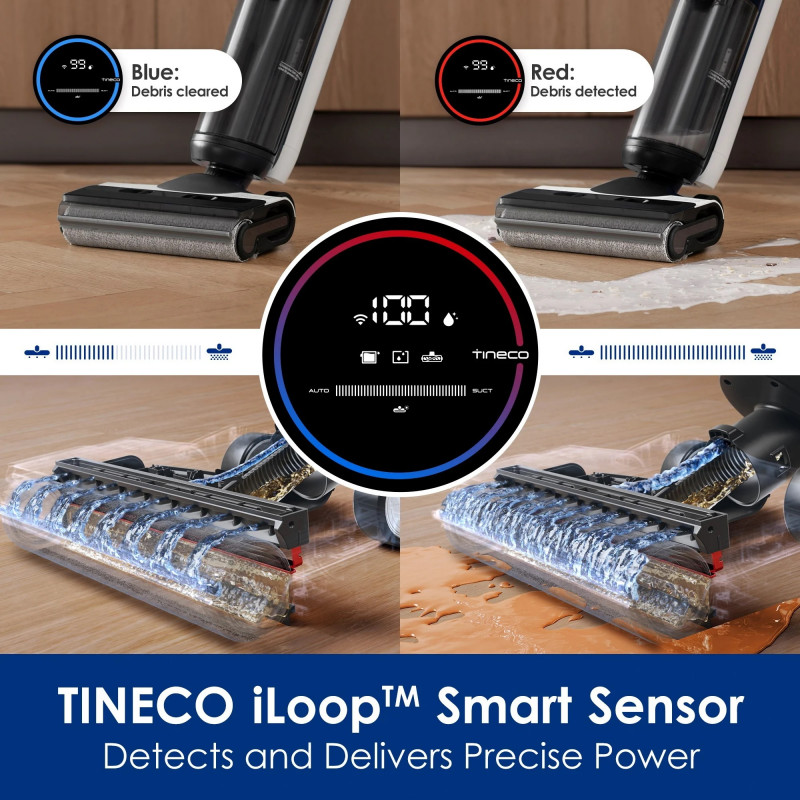 Aspirator vertical Tineco Floor One S6 Flashdry Pet FW144000DE, 220W, Curatare uscata/umeda, Autonomie 35 min, Senzor iLoop, Tehnologie MHCBS, 130 m², Negru