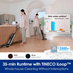 Aspirator vertical Tineco Floor One S6 Flashdry Pet FW144000DE, 220W, Curatare uscata/umeda, Autonomie 35 min, Senzor iLoop, Tehnologie MHCBS, 130 m², Negru