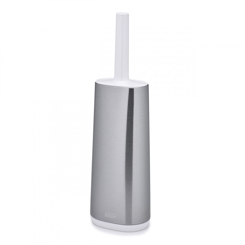 Perie de toaleta Joseph Joseph Flex 70517, Cap flexibil in forma de D, Otel inoxidabil, Alb/Inox
