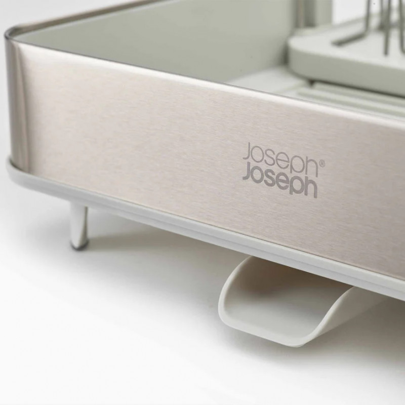Uscător de vase Joseph Joseph Extend 851692, Extensibil, Drenaj, Spațiu pentru panou, Recipient pentru ustensile detașabil, Șampanie/alb