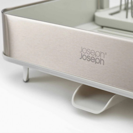 Uscător de vase Joseph Joseph Extend 851692, Extensibil, Drenaj, Spațiu pentru panou, Recipient pentru ustensile detașabil, Șampanie/alb