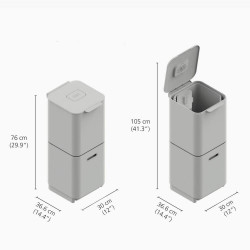 Cos de gunoi 3in1 pentru reciclare si organic Joseph Joseph Totem Compact 30064, 2x20 L, Recipient pentru deseuri 3 L, Design vertical, Filtre carbune activ, Bej