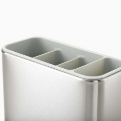 Suport pentru ustensile cu scurgere Joseph Joseph 851694, 3 compartimente, Bază antiderapantă, Detașabil, Inox/alb