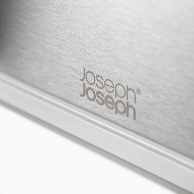 Suport pentru ustensile cu scurgere Joseph Joseph 851694, 3 compartimente, Bază antiderapantă, Detașabil, Inox/alb