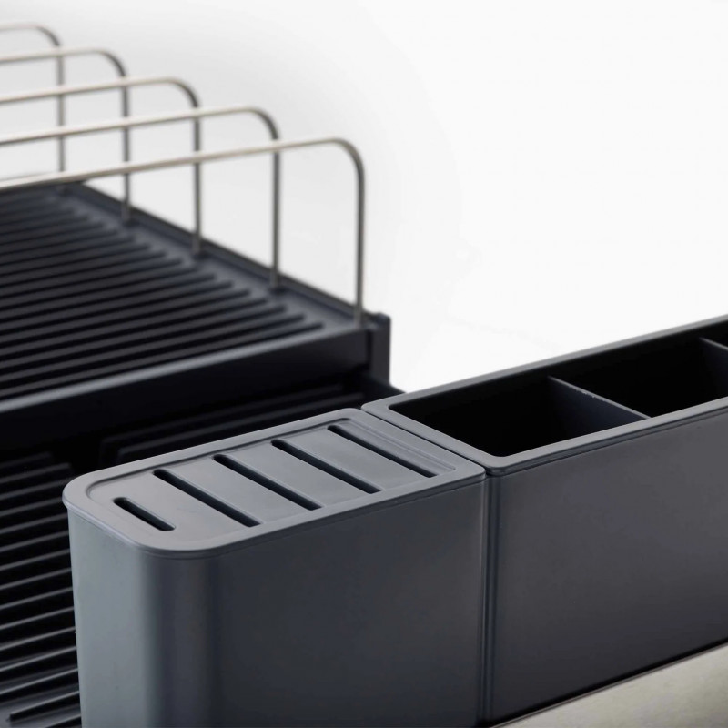 Uscator de vase Joseph Joseph 851690, Extensibil, Scurgere, Compartiment pentru cutite, Pliabil, Gri inchis/Inox