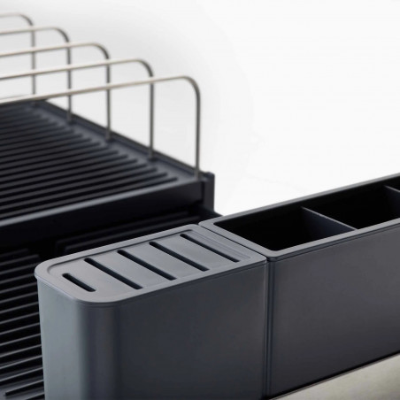 Uscator de vase Joseph Joseph 851690, Extensibil, Scurgere, Compartiment pentru cutite, Pliabil, Gri inchis/Inox
