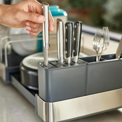 Uscator de vase Joseph Joseph 851690, Extensibil, Scurgere, Compartiment pentru cutite, Pliabil, Gri inchis/Inox