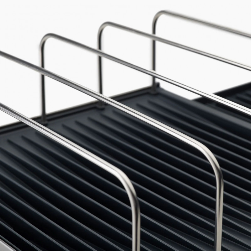 Uscator de vase Joseph Joseph 851690, Extensibil, Scurgere, Compartiment pentru cutite, Pliabil, Gri inchis/Inox