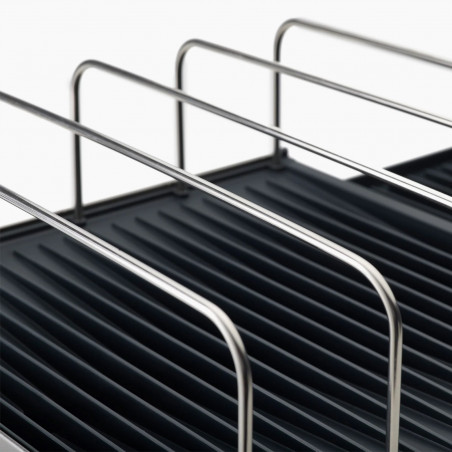 Uscator de vase Joseph Joseph 851690, Extensibil, Scurgere, Compartiment pentru cutite, Pliabil, Gri inchis/Inox