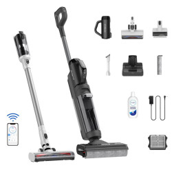 Aspirator vertical fara fir Floor One Switch S6 FW301400FR, 230W, Uscat/Umed, Flashdry cu autocuratare, Autonomie 65 min, Filtru pentru par animale de companie, Negru