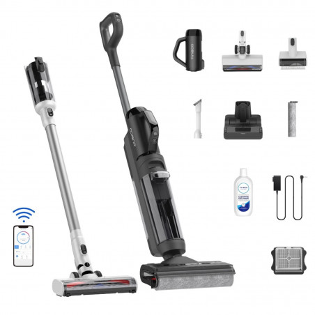 Aspirator vertical fara fir Floor One Switch S6 FW301400FR, 230W, Uscat/Umed, Flashdry cu autocuratare, Autonomie 65 min, Filtru pentru par animale de companie, Negru