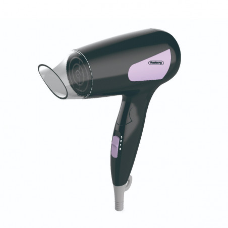 Uscator de par calatorie Rosberg R51100N, 1200W, Maner pliabil, 3 temperaturi, Negru/Violet