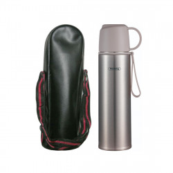 Termos cu husa Rosberg R52010FB, 0.5 l, Izolatie in vid cu doua straturi, Capac pentru pahare, Gri/Inox