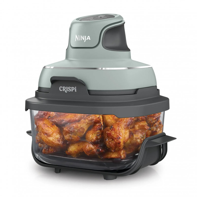 Friteuza cu aer cald portabila 4in1 Ninja CRISPi FN101EUSG, 1700W, 3.8l, 6 portii, 2 recipiente din sticla, 4 programe, Fara PFAS si BPA, Verde
