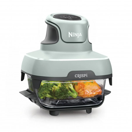 Friteuza cu aer cald portabila 4in1 Ninja CRISPi FN101EUSG, 1700W, 3.8l, 6 portii, 2 recipiente din sticla, 4 programe, Fara PFAS si BPA, Verde