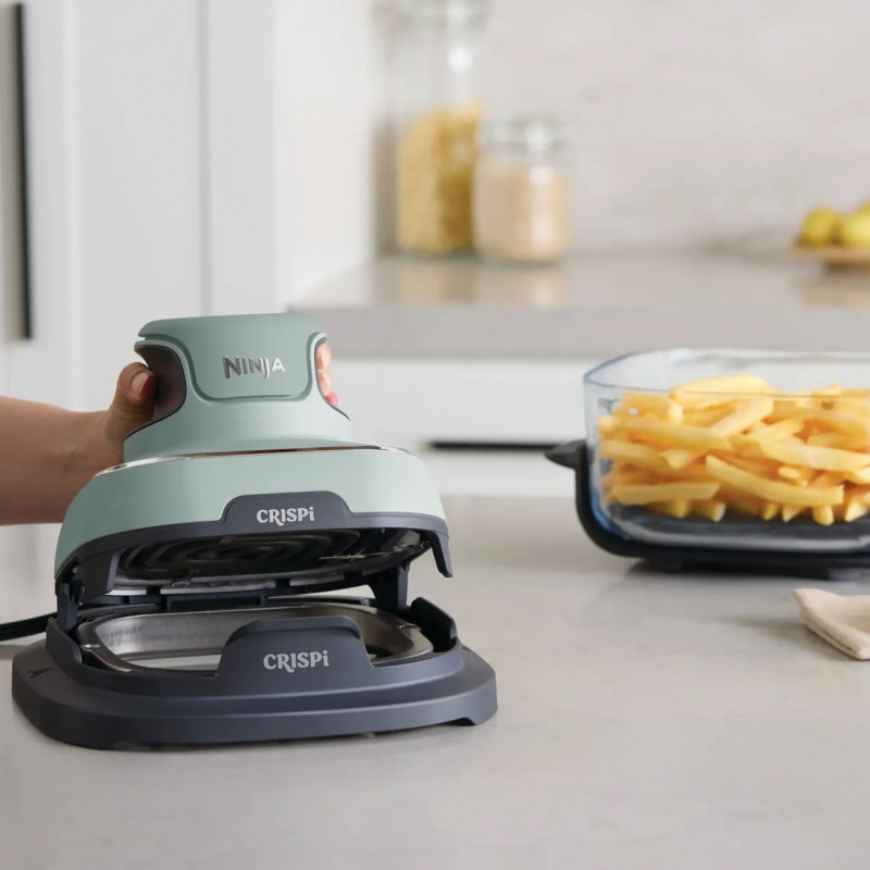 Friteuza cu aer cald portabila 4in1 Ninja CRISPi FN101EUSG, 1700W, 3.8l, 6 portii, 2 recipiente din sticla, 4 programe, Fara PFAS si BPA, Verde