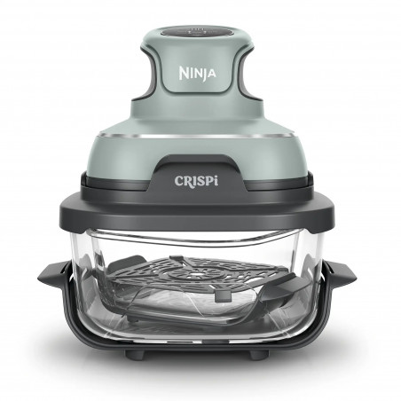 Friteuza cu aer cald portabila 4in1 Ninja CRISPi FN101EUSG, 1700W, 3.8l, 6 portii, 2 recipiente din sticla, 4 programe, Fara PFAS si BPA, Verde