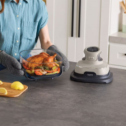 Friteuza cu aer cald portabila 4in1 Ninja CRISPi FN101EUST, 1700W, 3.8l, 6 portii, 2 recipiente din sticla, 4 programe, Fara PFAS si BPA, Bej