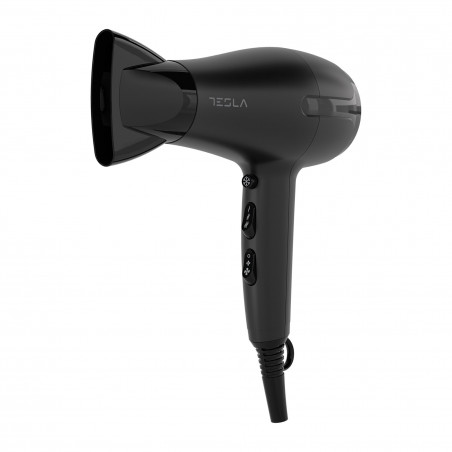 Uscător de păr Tesla DRH220B, pliabil, 2000W, 17800 rpm, 2 viteze, 3 setări de temperatură, ionizare, shot rece, negru