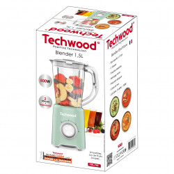 Blender Techwood TBL-782, 500W, 1.5 litri, 2 viteze + impuls, Cutite otel, Verde deschis