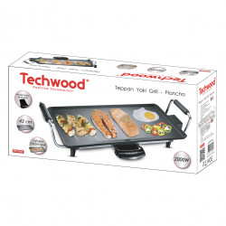 Gratar electric Teppan Yaki Techwood TTP-2343, 2000W, 43x23 cm, Acoperire neaderenta, Termostat, Negru