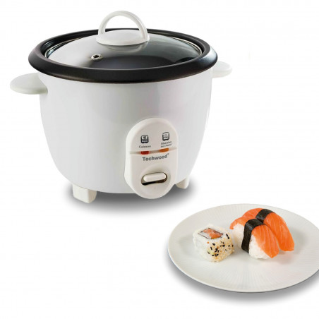 Aparat de fiert orez Techwood TCR-102, 400W, 1 L, Mentinere caldura, Alb