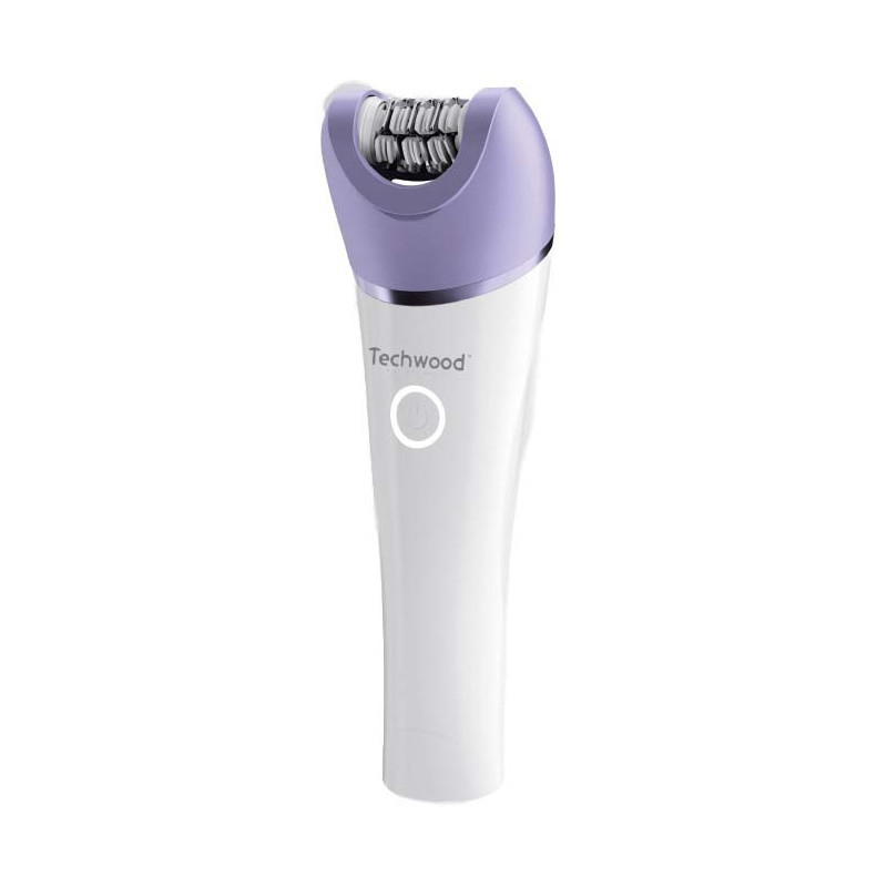 Epilator Techwood TCO-6007, 2 viteze, Lumina LED, 2 ore autonomie, Masaj, Exfoliere, USB-C, IPX7, Alb/Violet