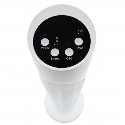 Ventilator Tower Elite ETTF-0331, 50W, 3 viteze, Temporizator, LED, Funcționare silențioasă, Telecomandă, Alb